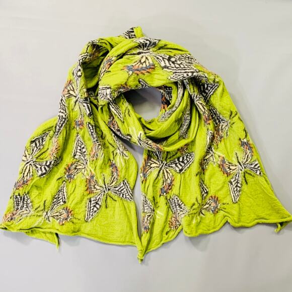 KAPITAL Green White Butterfly Oversized Wool Scarf - Picture 2 of 5